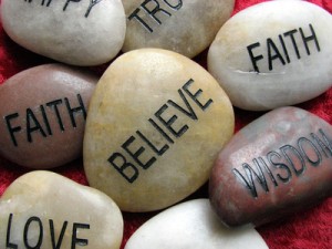 Rocks with Words on them like Believe